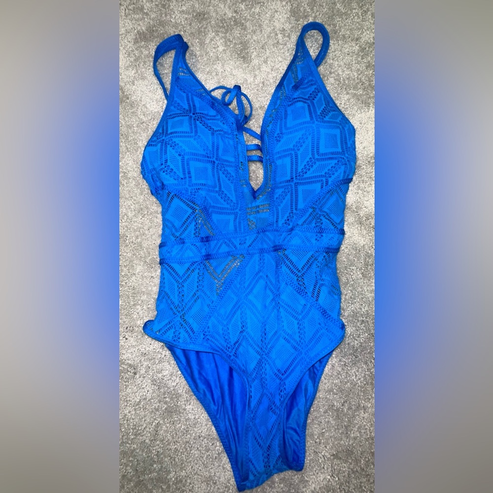 Becca Women’s Lace One-Piece Swimsuit - V-Neck Lace Detail